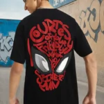 Spiderman Black Oversized Graphic T-shirt